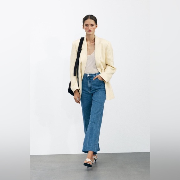 NWT ZARA MINIMAL LINEN BLAZER - Picture 9 of 15